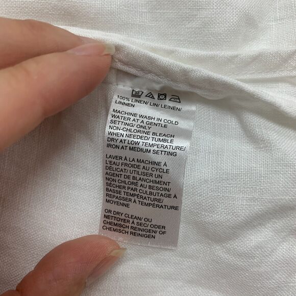 Saks Fifth Avenue Linen Blazer Womens M Medium White Open Front Notch Collar - Picture 9 of 12